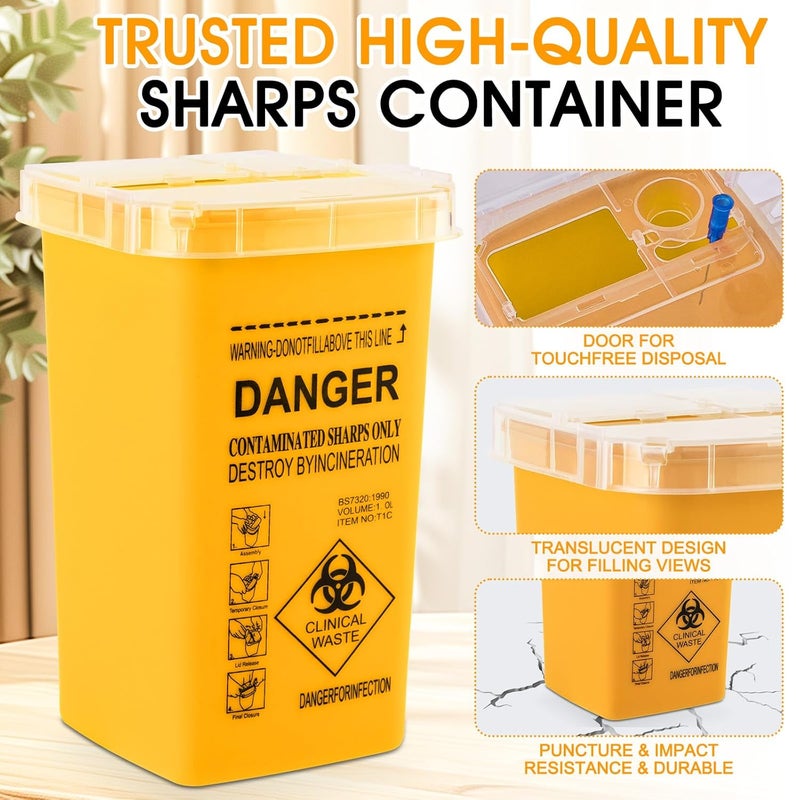 MITINU Yellow 3Quart (3 Pack) Sharps Container for Home Use, Needle Disposal Containers, Biohazard Containers, Syringe Disposal, Small Portable Container for Travel, Professional Sharp Waste Disposal - Image 4